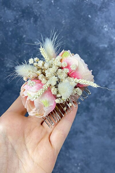 Limelia Accesoriu pentru ac de păr din bumbac de somon, cu ierburi, cipso și ...