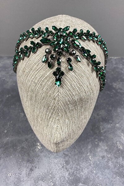 Limelia Yeşil Sultan Alınlık Gelin Kına Tacı Saç Aksesuarı