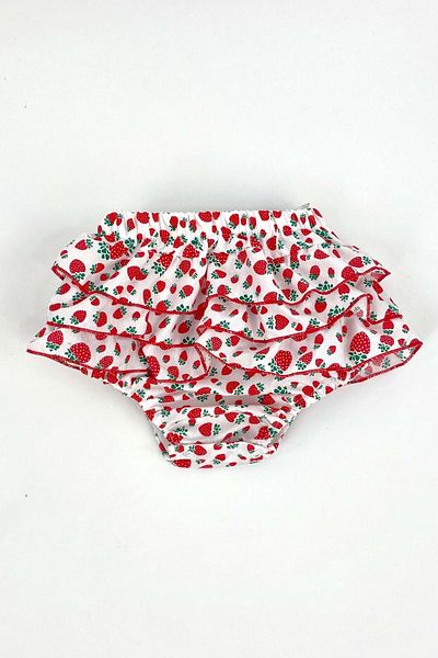 Mnk Red Strawberry Patterned Panty and Shoe Set with Headband - 0129