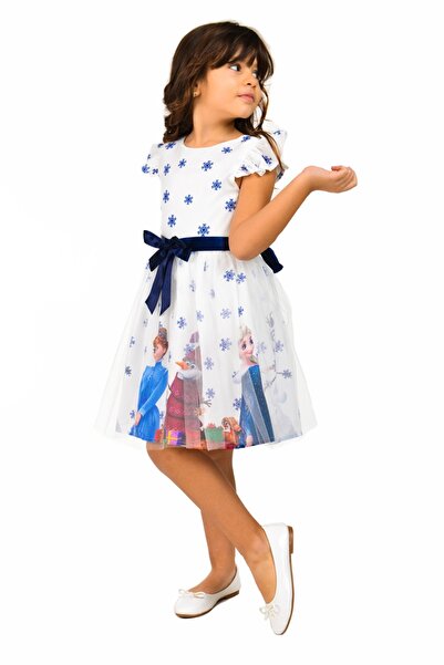 Mnk Φόρεμα κρεπ με στάμπα από τούλι MNK222-0016 ΛΕΥΚΟ