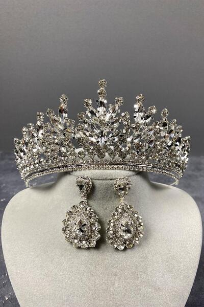 Limelia Σετ νυφικό στέμμα και βραδινό σκουλαρίκι από ασημί Rio Stone