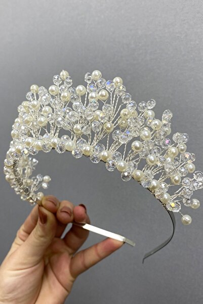 Limelia Арен булчинска и хена корона с кристални мъниста