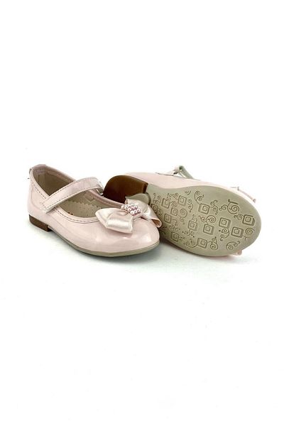 Mnk Patent Leather Satin Ribbon Evening Dress Ballerina Shoes Powder