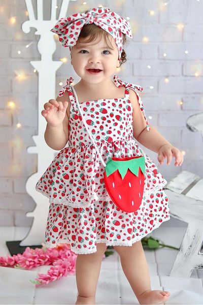 Mnk Strawberry Dress with Bag Red