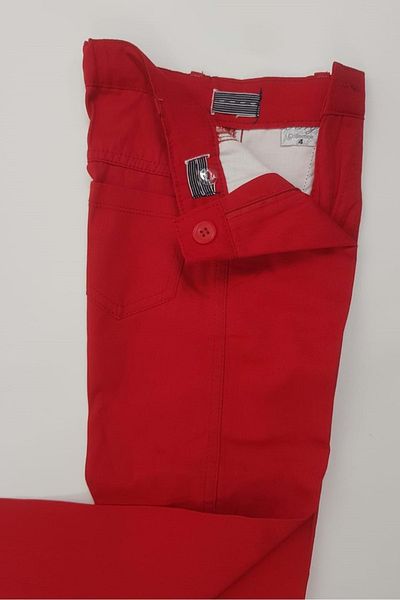 Mnk Gabardine Zipper Pocket Kids Trousers Red