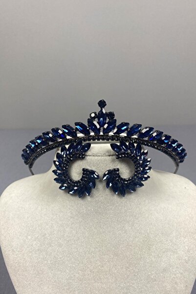 Limelia Set de cercei Ece Gelin Henna și piatră rotundă, albastru bleumarin