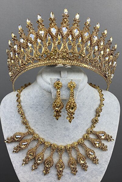 Limelia Σετ κολιέ και σκουλαρίκια με κορώνα χέννας σε χρώμα μελί