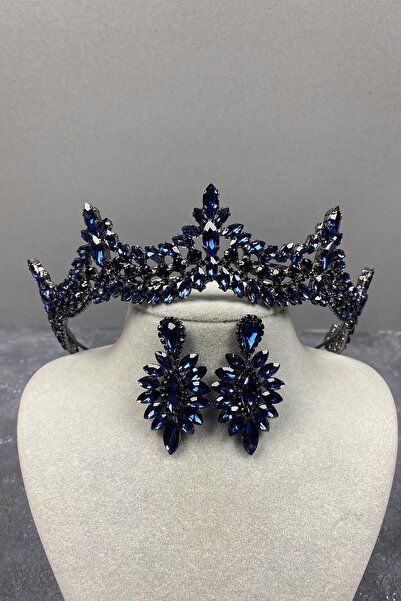 Limelia Set de coroană și cercei cu picături de henna de mireasă din piatră v...