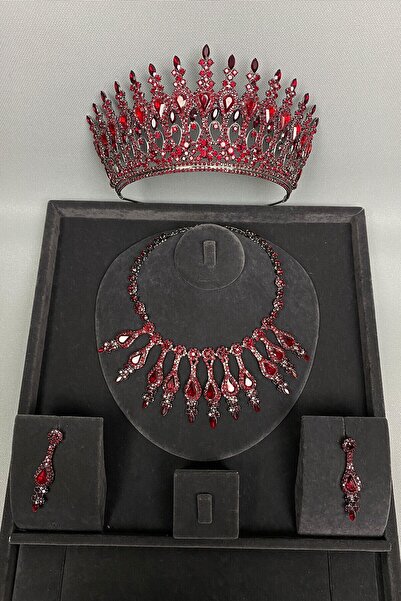 Limelia Set de coroană de mireasă cu henna și colier și cercei pentru rochie ...