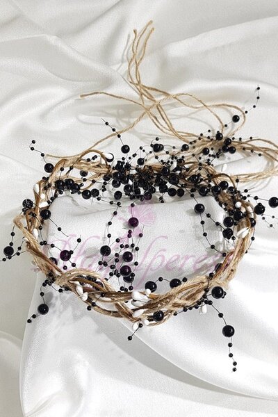 Limelia Coroana de paie cu perle negre