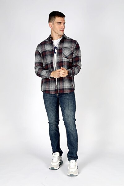 Lee Cooper Cămașă cu mânecă lungă țesută pentru bărbați Lupines, albastru-mar...