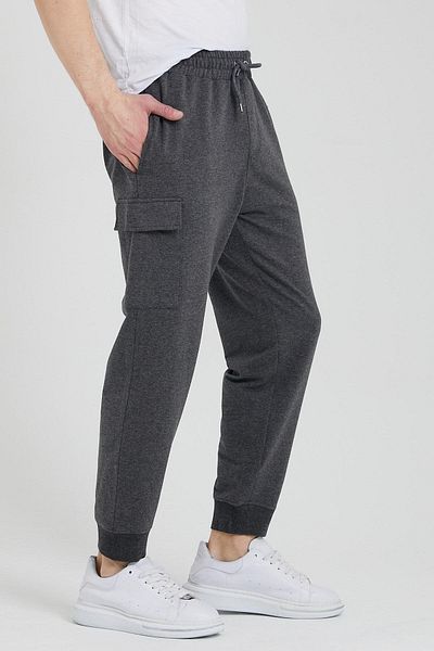 odelon Ανδρικό αθλητικό παντελόνι Jogger Fit Anthracite - με τσέπες Cargo