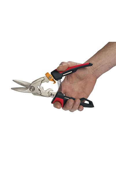 FiSKARS 1027209 Powergear Metal - Left Cut Sheet Metal Cutting Scissors