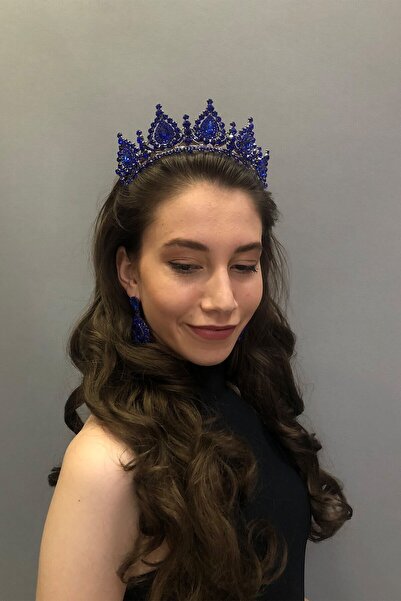 Limelia Μοντέλο Ahu Μπλε Κορώνα και Σκουλαρίκια Χέννας Νύφης