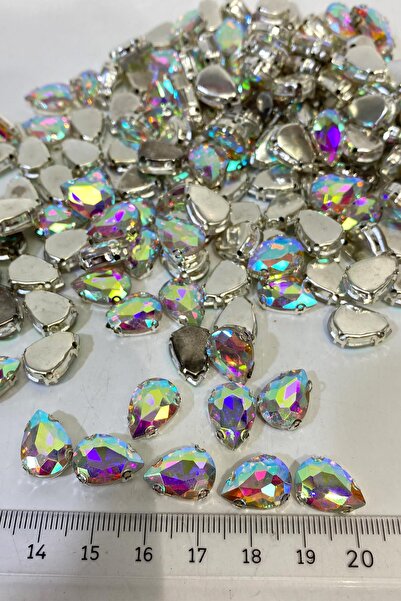 Limelia Gümüş Janjanlı Damla Metal Kasalı Beyoğlu Taşı Dikme Cam Boncuk 5 Adet