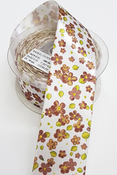 Limelia Καφέ Λουλούδι με τύπωμα Σατέν Κορδέλα 4εκ