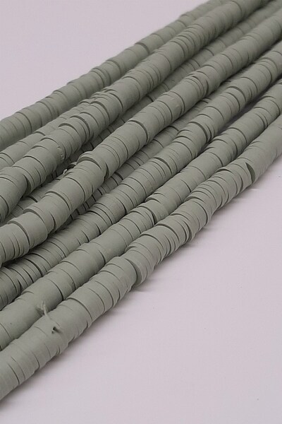 Limelia Γκρι χάντρες από ζύμη Fimo 6mm