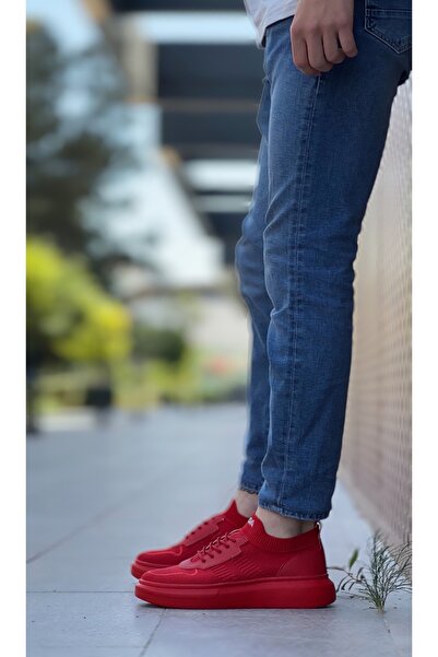 Lavish Gold BA0812 Özel Örme Triko Tarz Kırmızı Renk Spor Ayakkabı