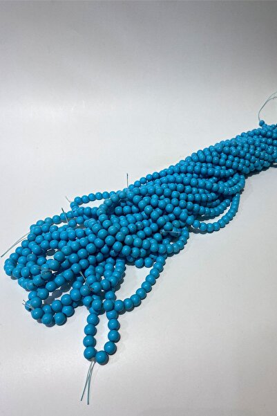 Limelia Mat Mavi Desenli Dizi Cam Boncuk 8 mm