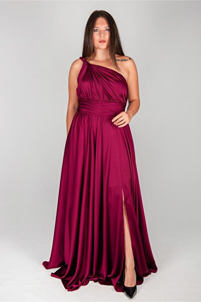 MAXXE 4923ST Helen Tek Omuz Saten Elbise