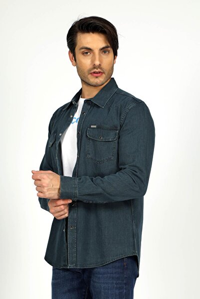 Lee Cooper Wolker 2 Чоловіча сорочка з 100% бавовни, джинсова тканина