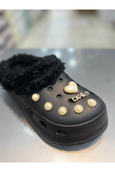 Akınal Bella Woolen Stoned Women's Daily Slippers