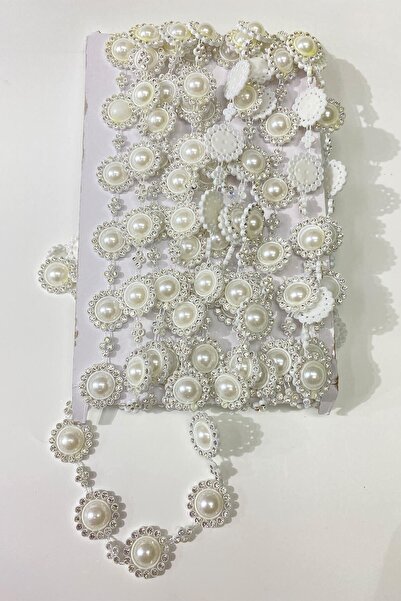 Bontex Pearl C Cvetni dezen T Sa kamenčićima Trakaste perle bele – Perle