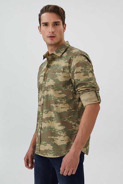 Lee Cooper Мъжка риза Bangor, 100% памучна тъкана, камуфлажна