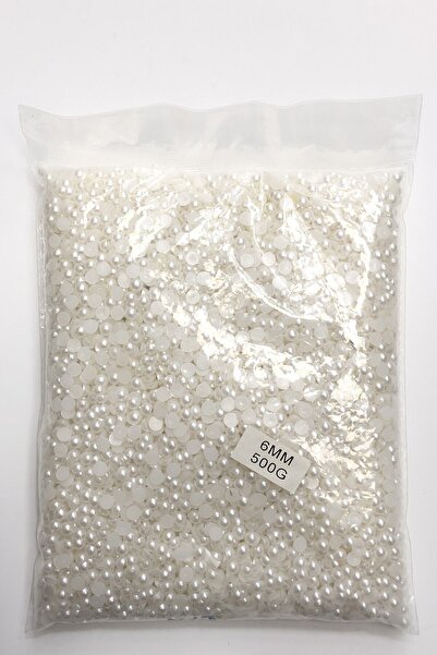 Limelia Λευκές μισές πλαστικές χάντρες μαργαριταριού 6 χιλιοστών