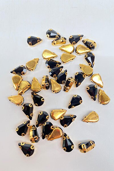 Limelia Блестящи стъклени капки - 10 броя, черна основа със златно покритие