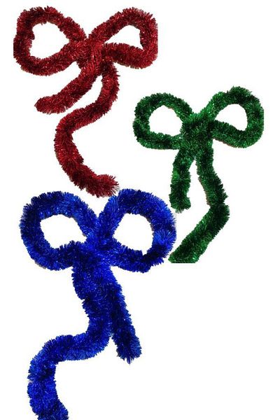 BeySüS Christmas Pine Tree Ornament Glitter 2 m Red Blue Green Set of 3