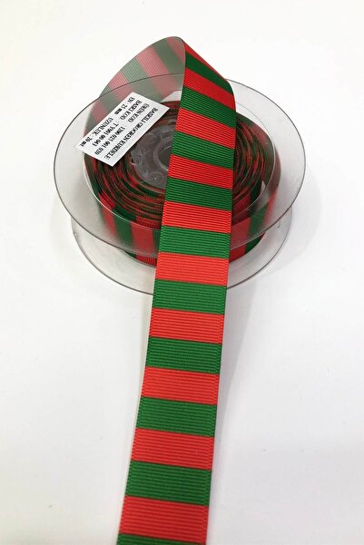 Limelia Panglică Grosgrain cu imprimeu cu dungi roșii și verzi 2,5 cm