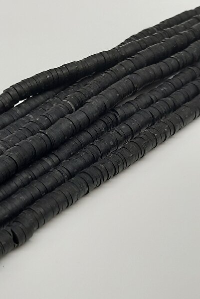 Limelia Μαύρες χάντρες από ζύμη Fimo 6mm