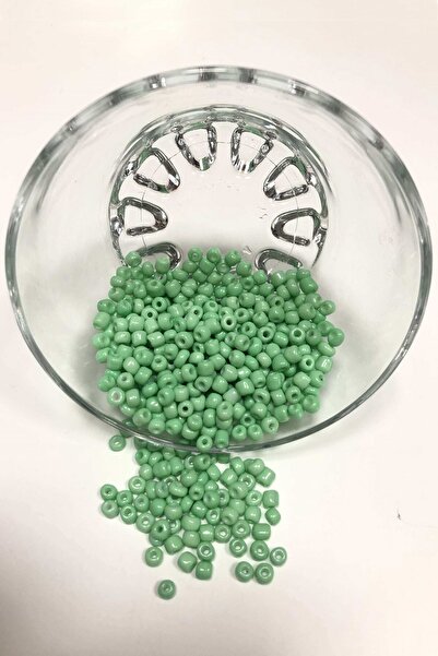 Limelia Мента зелени пясъчни мъниста, среден размер 4 мм, 50 г