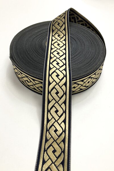 Bride Aksesuar Dünyası Panglică cu model argintiu bleumarin 3,5 cm – Panglică