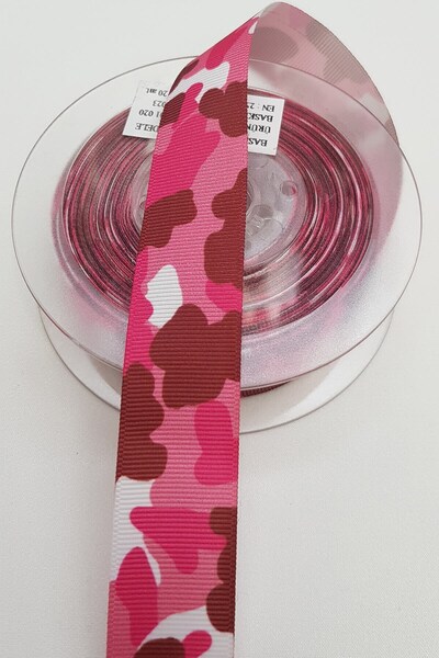 Limelia Panglică Grosgrain Camuflaj Roz cu imprimeu 2,5Cm