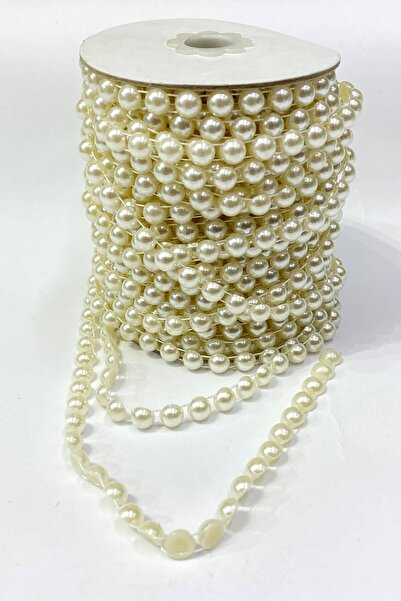 Limelia Panglică Plastic Crem Jumătate Perla 8 mm 10 mt