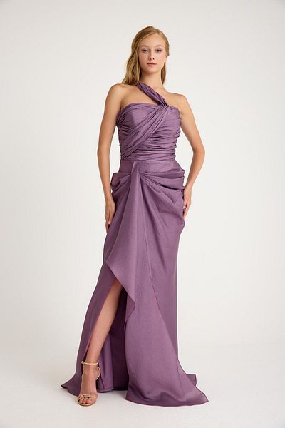 MAXXE 5831ORG One Shoulder Organza Evening Dress