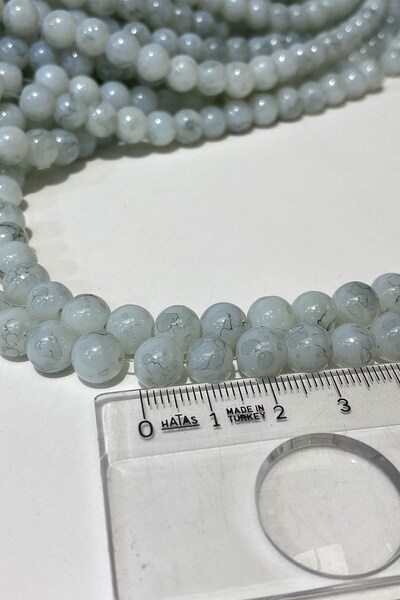 Limelia Mărgele de sticlă cu model albastru gheață 8 mm