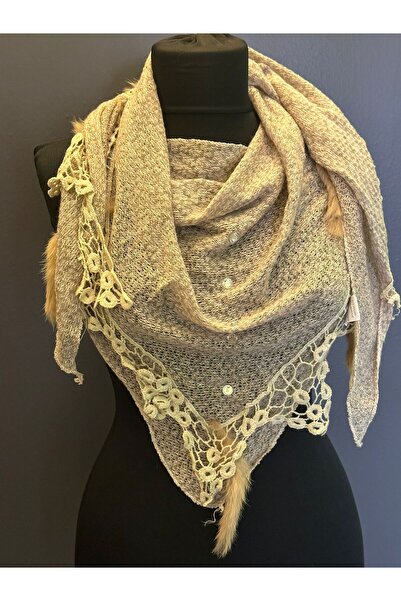 Gönülden Tasarım 170X55 cm krzneni šal sa resicama, izvezeni guipure, ženski ...