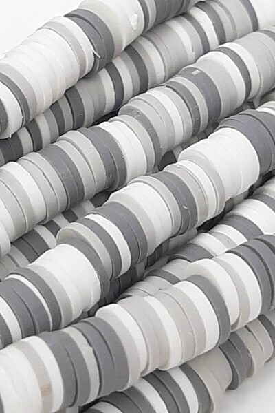 Limelia Γκρι Λευκές Χάντρες Ζύμης Fimo 6 χιλιοστά