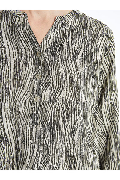 LC Waikiki Leak Collar Patterned Long Sleeve Women's Blouse