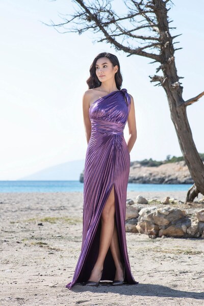 MAXXE 5255SIF Tek omuz sıvama şifon elbise