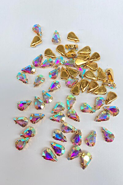 Limelia Блестящ дизайн с капки - златна основа, прозрачна, блестяща стойка, 1...