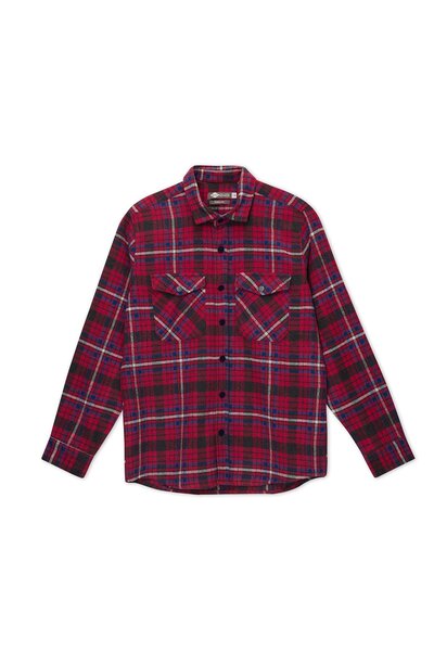 Lee Cooper Merlin Ανδρικό Πλεκτό Πουκάμισο με Μακρυμάνικο Κόκκινο-Μπλε Καρό