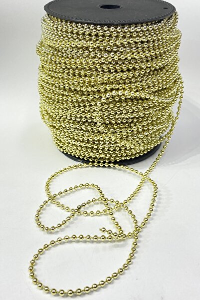 Limelia Тъмнозлатна пластмасова кръгла перлена панделка 4 мм 10 метра