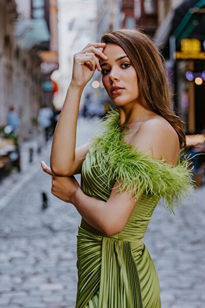 MAXXE 5709SAT TEK OMUZ SATEN ABİYE ELBİSE