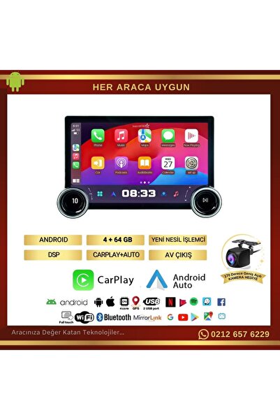 Navistar Peugeot 301 DUAL KNOB 11.8"  4GB + 64GB Kablosuz Carplay 2013-2018 Android 13 Navigasyon Multimedya