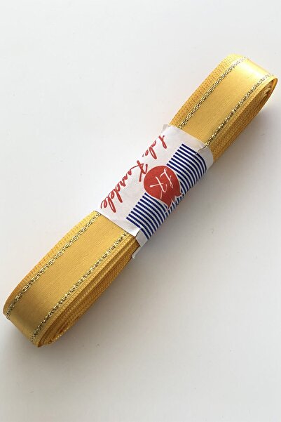 Limelia Panglică din satin cu sclipici cu margine galbenă 2 cm