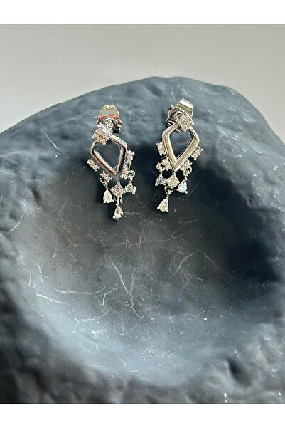 MyladyAccessoriess Sallantı Zirkon Taş Detay Minimal Küpe (Çelik) Gold